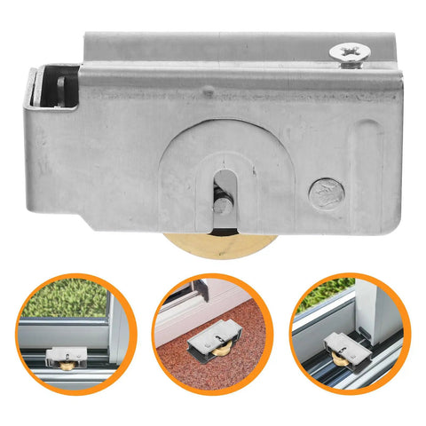 Heavy Duty Sliding Door Roller Replacement Kit With Double Bearings for quiet glide in wardrobe and patio doors, silver material.