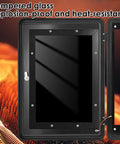Heavy Duty EV Charger Enclosure Wall Mount Station Box With IP65 Waterproof Rain Protection And Kickass Weatherproof Steel Housing For Electric Vehicles Black, featuring tempered glass front.