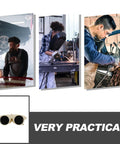 High Grade Welding Goggles And Safety Glasses Featuring Adjustable Impact Resistant Lenses For Gas Arc Cutting Grinding Hardcore Shop Job Crew Approved Must Have Gear, beige plastic goggles shown.