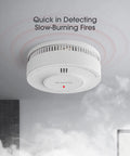 Foolproof Smoke Detector Featuring Ten Year Long Life Sealed Lithium Battery UL 217 Certified Rock Solid Home Fire Safety Alarm Zero Hassle Maintenance 10 Pack Wall Mounted in ceiling with smoke detection