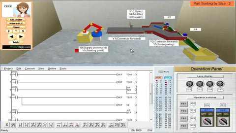 Simulation screen of Programmable Controller Kit With 24V USB Interface And Ladder Logic Software For Auto PLC operation