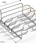 Diagram of Nonstick Rib Rack For Grilling And Smokin Holds Four Rib Racks Porcelain Coated Steel Stand with dimensions