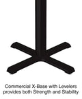 Gray Granite Top 42 Inch Square Bar Table with Black Cast Iron Base and Steel Column close-up of black cast iron X-base with levelers.