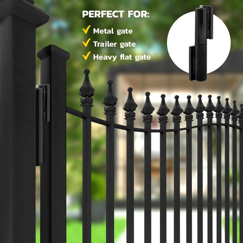 Beefy Heavy Duty Gate Hinge 7 Inch Weld On Install For Wood And Metal Fence Black Finish 900 Lbs Per Pair Thick Steel On Metal Gate