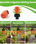 240 Piece Drip Irrigation Kit For Quarter Inch Tubing Includes Misting Nozzles Drippers Stakes Tees Elbows Plugs And More For Easy Diy Garden Irrigation System Upgrade with adjustable misting nozzle modes