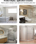 Heavy Duty Two Pack 180 Degree Glass Door Hinges Rock Solid 304 Stainless Steel Pivot For Frameless Showers And Cabinets Auto Spring Back With Zero Hassle Mounting Hardware Included showcased in bathroom settings.