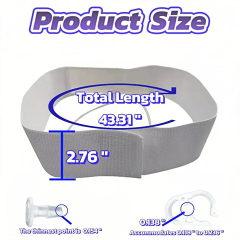 Hella Discreet Urine Test Kit With Straight Up Smooth Concealment Belt showing total length 43.31" and width 2.76".