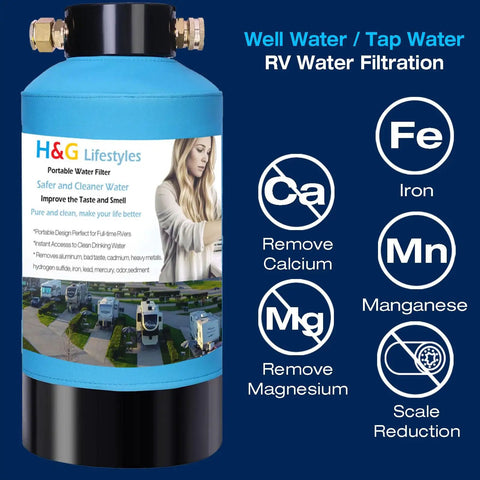 Top Notch Garden Hose Iron Filter For Rv Campers And Households, 3/4-inch brass fitting, portable water filtration.