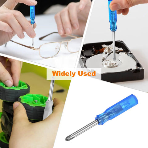 Tough As Nails 2 Piece PH1 Mini Phillips Screwdriver Set With 2.5mm Magnetic Cross Bit And Snug Comfort Grip crafted from premium steel, shown in use.