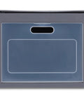 Versatile Grey Stackable Fabric Shoe Storage Bins For Closets And Entryways with transparent front label holder.