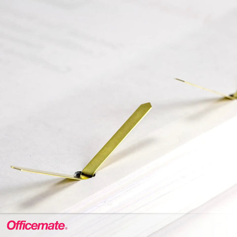 Score Some Top Shelf Brass Plated Paper Fasteners Boasting Razor Sharp Tips And Rock Solid Shanks That Slide Through Stacks Effortlessly A One Hundred Piece Box Handles Daily Paperwork Without Any Drama - Close-up of a brass fastener on paper.