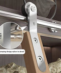 Stainless Steel Rolling Ladder Track Kit 10 Ft Floor To Ceiling Rail System showing bracket and roller detail for secure setup.