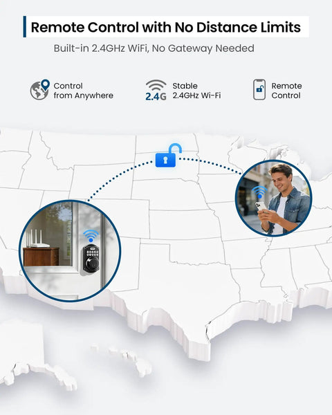 Remote control feature of Built Tough WiFi Keypad Deadbolt For Your Front Door displayed on a map with user access.