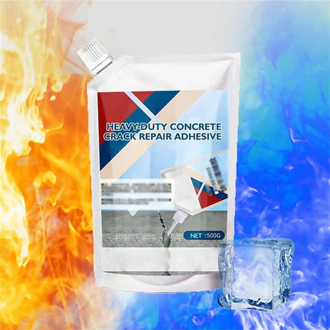 Premium Strength Concrete Crack Repair Adhesive And Quick Drying Waterproof Sealant For Driveway Patio Walkways Solid Fix Tough As Nails Outdoor Patch Gray Tube with packaging design.
