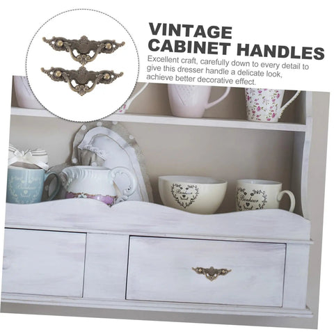 2 Pack Vintage Drawer Handles For Dresser And Cabinets, Dope Decorative Drawer Pulls For Furniture on white cabinet