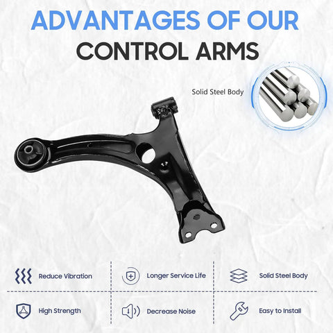 Fit New Lower Control Arms Ball Joints And Sway Bar Links Into Your Toyota Corolla Front End To Ditch The Clunking Noise And Roll Smooth With Zero Suspension Play, solid steel control arm, black finish, high strength design.