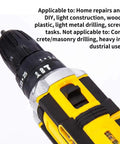 Close-up of 21V Cordless Drill And Screwdriver Set Boasts Multiple Drive Modes And Adjustable Torque for DIY tasks.