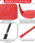 Backyard Golf Club Set With Adjustable Practice Club detail of red left-handed chipping club and adjustable features