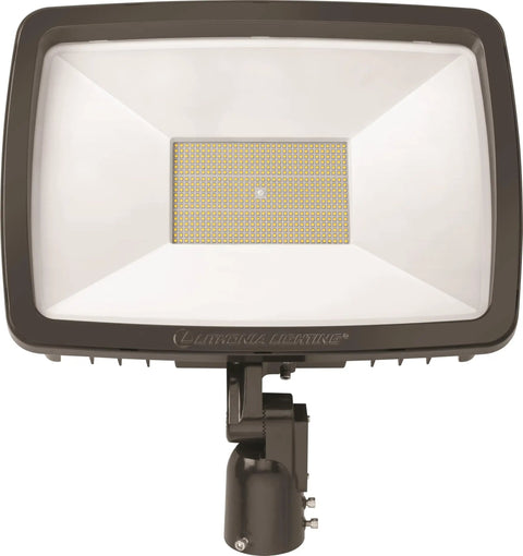Pro Gear Outdoor LED Floodlight With Slipfitter Mount In Bronze front view showing 41000 lm panel for yard lighting.