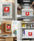 High Visibility First Aid Sticker Three Pack Reflective Sign Decals Five And A Half Inch By Five And A Half Inch With Bold White Medical Cross