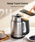 Your Go To Electric Kettle With Precise Temperature Control 1.7L 1500W 13 Temperature Settings on a kitchen counter with touch control.