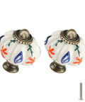 Top Shelf Vintage Hand Painted Ceramic Pumpkin Drawer Knobs With Bold Red Floral Branch Design For Badass Home Decor Renovations And Slick Cabinet Upgrades Including Hardware Kit, 2 knobs with screws.