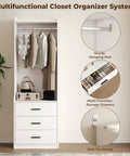 Spacious White Wardrobe Closet System With Three Deep Drawers And A Sturdy Hanging Rod To Keep Your Fits Shirts And Jeans Square While Giving Your Room A Clean Vibe And Making Daily Storage Super Easy Without Any Sweat.
