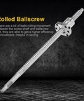 Badass Rolled Ballscrew Shaft With Stacked Ball Nut Delivering Heavy Load Capacity And Buttery Smooth Linear Tracking With Zero Backlash Across Three Hundred Millimeters Of Pure Precision Travel, 300mm length, stainless steel.