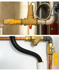 Heavy Duty Brass Ball Valve Three Eighths Inch Full Port With Female To Female NPT Threads, installed on industrial piping