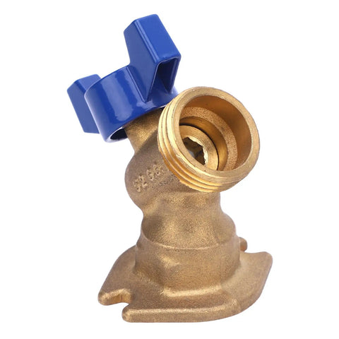 Top Tier 1/4 Inch Solid Brass Quarter Turn Ball Valve Heavy Duty Plumbing Replacement For Toilets And Showers, side view with blue handle.