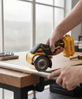Heavy Duty Portable Three Inch Cordless Angle Grinder And Mini Circular Saw Featuring Badass Brushless Motor dual mode cutting metal.