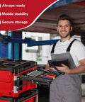 Mechanic using Foldable Magnetic Table Workbench For Repairs And Assembly, Heavy Duty Mobile Work Station with tool storage