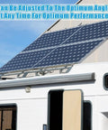 Heavy Duty Adjustable Solar Panel Tilt Mount Bracket Solid Aluminum Roof RV Boat Support Kit with solar panels at ideal angle.
