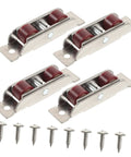 Heavy Duty Stainless Steel Sliding Window Sash Pulleys 4 Pack Double Roller Wheels for Slick Track Repair and Long Lasting No Fuss Window Sash Replacement Hardware.