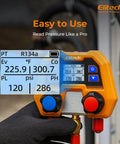 Digital Manifold Gauge For HVAC And Refrigeration Systems With 3 Ports LCD Display And Temperature And Pressure Readouts