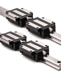 Rock Solid HSR45CA Linear Guide Rail 2600mm Precision CNC Router Slide Track with four bearing blocks close-up.