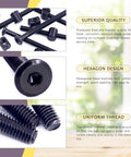 Solid M6x80mm Crib Hardware Kit Packed With Corrosion Resistant Barrel Nuts And Hex Socket Head Bolts Tough As Nails Fasteners showing black coated steel hex bolts and barrel nuts.