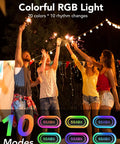 Group of people enjoying a party with a Powerful Outdoor Bluetooth Speaker With 30W Dual Drivers And Dual Channel, Colorful RGB Lights.