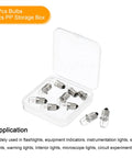 Hella Bright E10 Screw Base Miniature Bulbs 24 Volts 2 Watts Warm Yellow Lamp Replacement For Flashlights Circuit Boards And Indicator Lights 10 Pack Set in clear storage box.