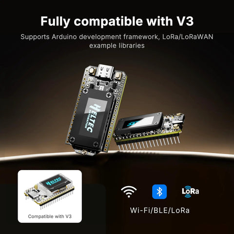 ESP32 S3 Dev Kit With LoRa SX1262 Radio And Built In Oled Screen Plus L76 Gps Unit For Meshtastic Meshes showing compatibility with Arduino