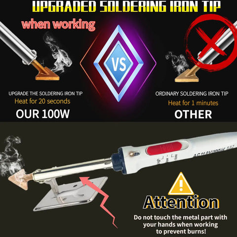 Upgraded soldering iron tip demonstration in 110V Plastic Welder Kit With 100 Plastic Rods, Kayak and bumper repairs.