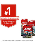 ACE ankle and wrist support packaging with '#1 Pharmacist Recommended' badge