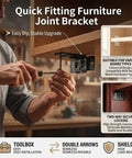 Man installing 2 In 1 Locking Corner Brackets For Cabinets Tables And Chairs, Heavy Duty Stainless Steel, black finish