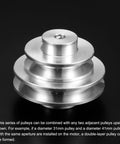 Heavy Duty Aluminum V Type Pulley Single Groove With Rock Solid 8mm Bore And Smooth 22mm Outer Diameter Plug And Play Ready For 3 To 5mm PU Round Belts On Motor Shafts 2 Pack, showcasing multiple grooves.
