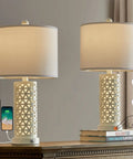 3-Way Dimmable Touch Control Dope Rustic Table Lamp Set Of 2 Vintage Farmhouse 21.25 Inch Tall Bedside Lamps With White Shade And USB Charging 2 Bulbs Included Perfect For Living Room Bedroom Nightstand Home Office