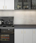 Heavy Duty Brushed Gold Cabinet Pulls And Drawer Handles Zero Hassle Swap Knurled Design 5 Inch Hole Spacing 30 Pack on gray cabinets