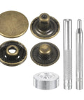 Heavy Duty Leather Snap Fastener Kit 42 Pieces Bronze Tone Press Stud Closure Buttons installation tools set.