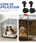 360 Degree Black Caster Wheels For Pet Cages Silent Rotating Casters With Locking Feature Replacement Wheels displayed next to pet cages