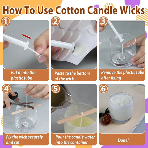 Step-by-step guide on using wicks in Candle Making Starter Kit With 130 Pieces Wicks And Full Tool Set For DIY Soy And Beeswax Candles