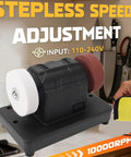 Tough-As-Nails Cordless Mini Bench Grinder With 3-Inch Dual Wheels And Lightning-Fast Variable 2000-To-6000 Rpm Speed for rust removal and tool sharpening.